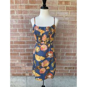 Anthropologie Maeve Silk Floral Spaghetti Strap Open Back Dress Size 10